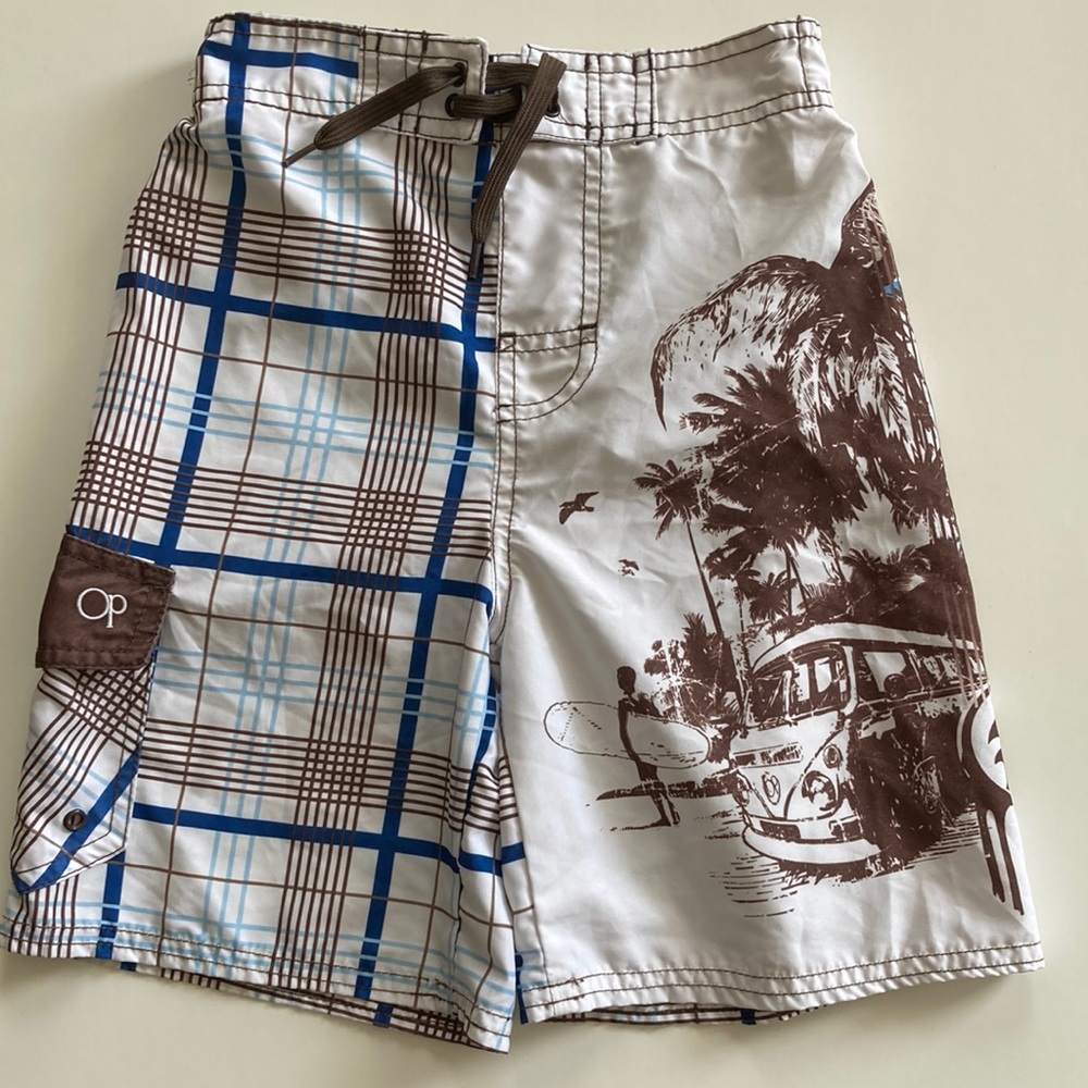 Vintage OP Ocean Pacific Volkswagen surf swim trunks size S 6/7 EUC